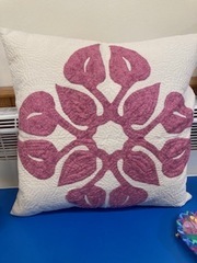 Beautiful Hawaiian block cushion sewn by Barbara