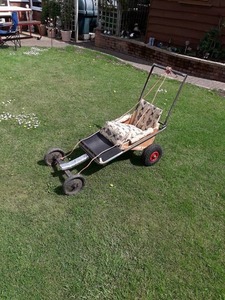 Caroline’s grandchildren will have great fun with this go kart made from an old trolly