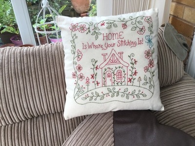 Marg Prosser has finished her very first piece of embroidery and with help from Heather has made it into this lovely cushion.