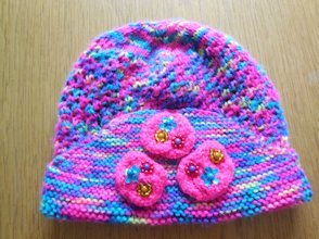 Jan  Clark made this hat for a special friend who loves colour