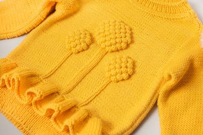 Lidia has made a summer sweater for Anna, I used cotton blend yarn, and this is vibrant yellow colour for some cloudy day