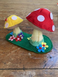 Felt mushrooms made by Gill