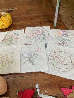 Embroidered Madeira flowers made by Barbara