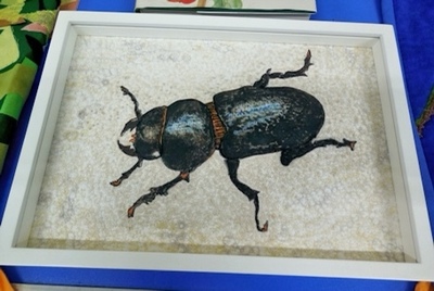 This beetle was amazing as Liz has made it from fabric with the detail done by machine embroidery. Liz takes her inspiration from nature as you can see in the above picture.