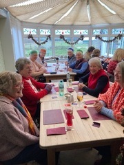 Christmas Lunch 2022,  Barbara, Maggie L, Kate, Marg, Sheila Mu, Glenys, Gill D, Beverley