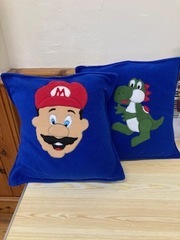 Themed pillows made for her grandsons by Evelyn