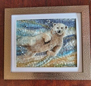 Beautiful felted polar bear by Sheila M, from a photo taken in San Diego zoo