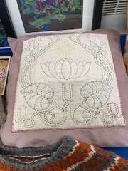 Cushion cover sewn in a Sashiko design by Beth