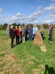 Caroline, Rosemary, Gail, Ann, Maggie, Chris M, Sally, Jenny P and Becky in the stone Circle at Hellen’s Manor.Jenny C taking the photo, Pat and Julie were also part of the party