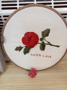 Beautiful embroidery with stump work made for her husband on St Valentine’s Day by Julie H
