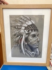 Handsome Native American drawn in chalk by Jenny P