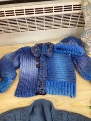 Amazing cardigan designed and made for her 3x nephew by Dexi