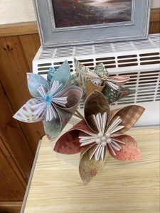 Pretty paper flowers made by Maggie L