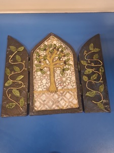 Embroidered triptic by Evelyn