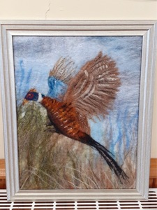Sheila has been working on a felted Picture of a pheasant that would grace any wall