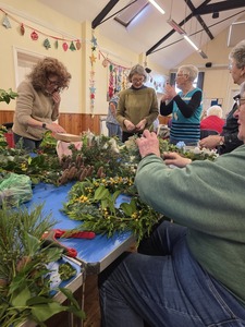 Laying the base of the wreaths