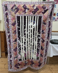 Quilt based on a theme of looking into a Japanese garden by Barbara