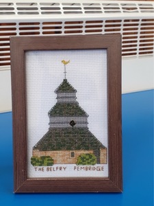 The Belfry at Pembridge is the subject of Kate's second piece of work. This cross stitch really does look like the real place.
