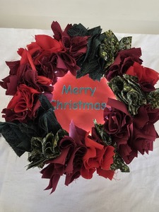 Heather -Christmas wreath, Stuart made the base and it is backlit